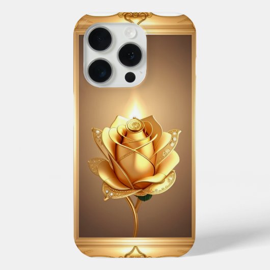 Gouden Gelijste Roos Decoratieve Kunst Case-Mate iPhone Case (Achterkant)