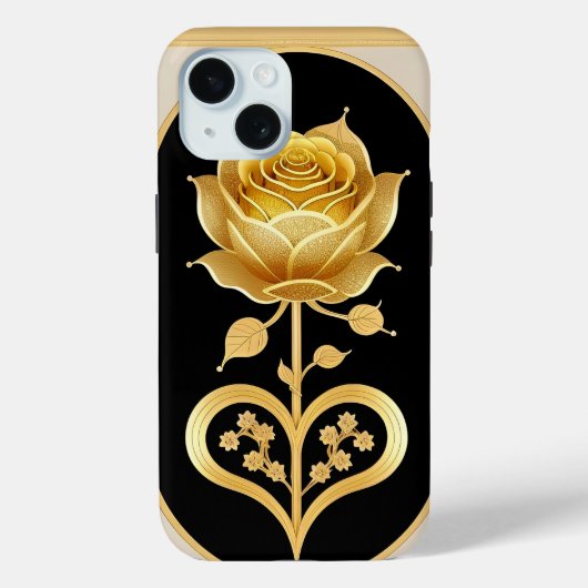 Gouden Gelijste Roos Decoratieve Kunst Case-Mate iPhone Case (Achterkant)