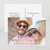 Gouden Gelukkig Manuscript | van het Nieuwjaar de Feestdagenkaart (Voorkant / Achterkant)