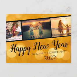 Gouden Gelukkig Nieuwjaar Fotocollage Briefkaart