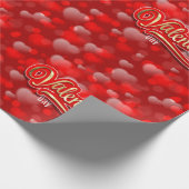 Gouden Gelukkige Valentijnsdag Rode en Roze Harten Cadeaupapier (Hoek)