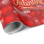 Gouden Gelukkige Valentijnsdag Rode en Roze Harten Cadeaupapier (Rol Hoek)