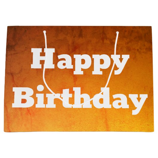 Gouden Gelukkige Verjaardag Gift Bag Groot Cadeauzakje (Voorkant)