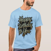 Gouden Gelukkige Verjaardag Typography T-shirt Ont (Voorkant)