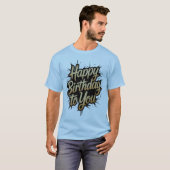 Gouden Gelukkige Verjaardag Typography T-shirt Ont (Voorkant volledig)