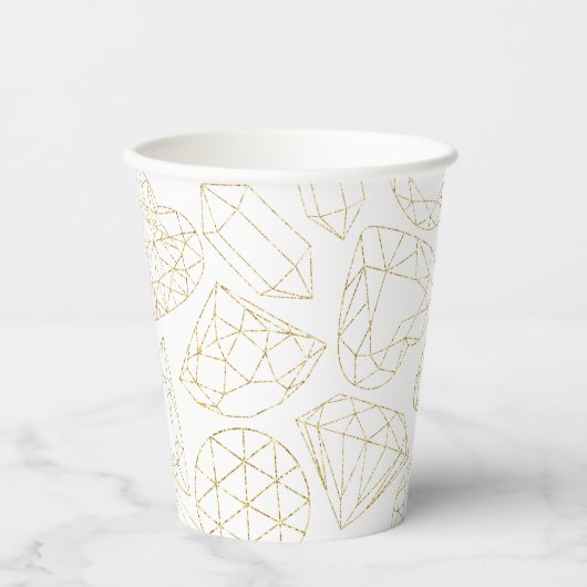 Gouden Gem Glitter Verjaardag Party Papieren Cups Papieren Bekers (Voorkant)