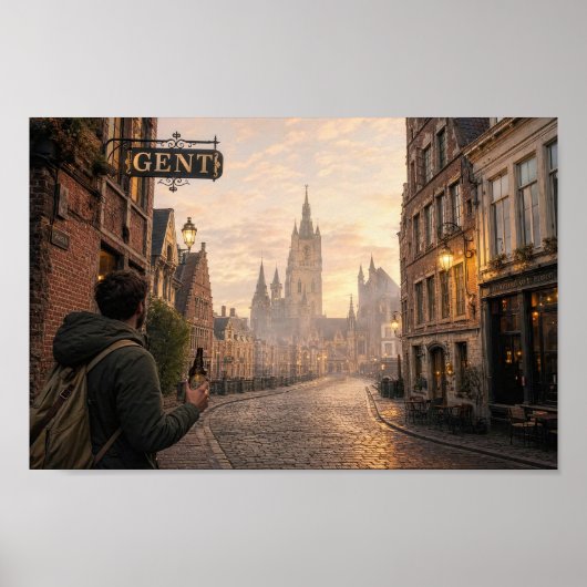 Gouden Gent Kathedraal Reisposter Poster (Voorkant)