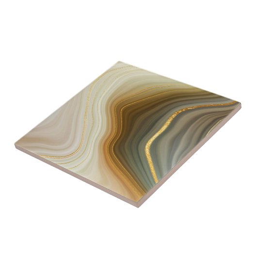 Gouden Geode Stijl (Marmer) Keramisch Tegeltje (Zijkant)