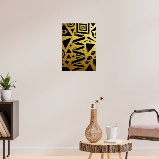 Gouden Geometrie: Een Moderne Gloed Poster (Woonkamer 3)