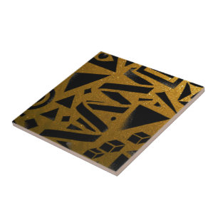 Gouden Geometrie: Een Moderne Gloed Tegeltje