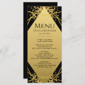 Gouden geometrie op zwart trouwmenu menu (Voorkant / Achterkant)