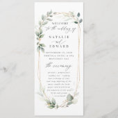 Gouden geometrisch kader bladrijk trouwprogramma programmakaart (Voorkant)