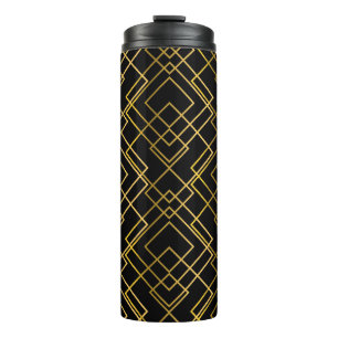 Gouden geometrisch, naadloos ruitpatroon. thermosbeker