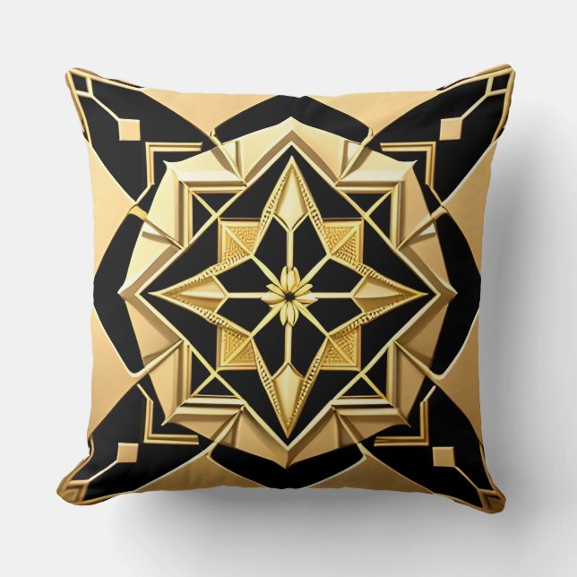 Gouden Geometrisch Ornament Kussen (Voorkant)