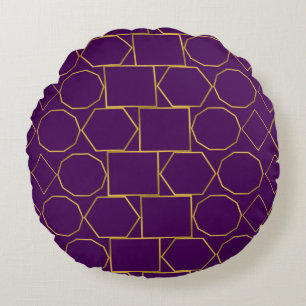 Gouden Geometrisch Patroon Rond Kussen