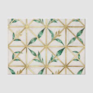 Gouden Geometrisch Smaragdblad Luxe Patroon Tissuepapier