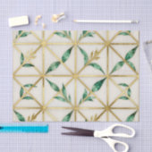 Gouden Geometrisch Smaragdblad Luxe Patroon Tissuepapier (Craft)