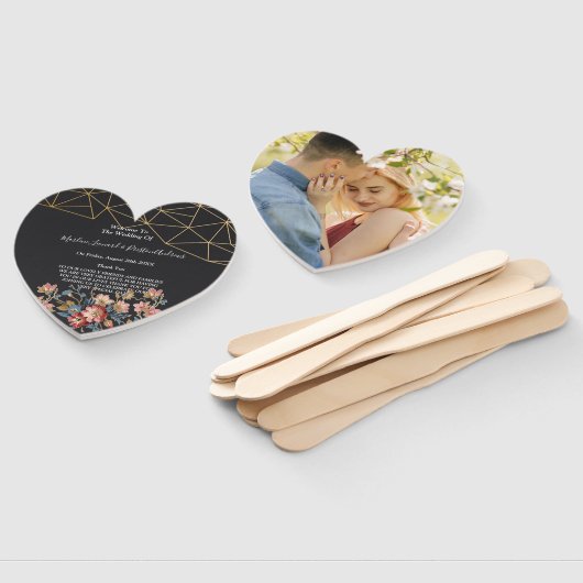 Gouden Geometrisch Trouwprogramma Handwaaier (Niet-gemonteerd)