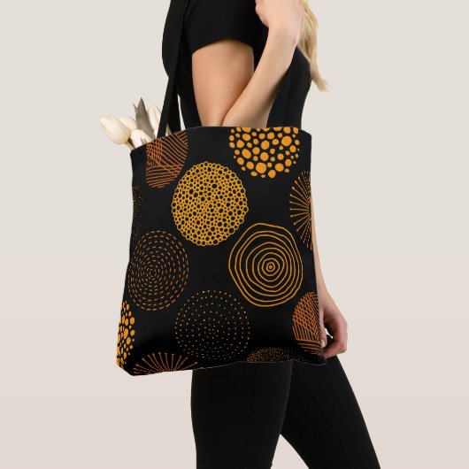 Gouden geometrische Abstracte cirkels Tote Bag (Dichtbij)
