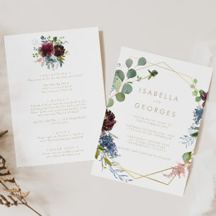 Gouden Geometrische Achter & Voorkant Formele Huwe Kaart