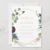 Gouden Geometrische Achter & Voorkant Formele Huwe Kaart (Voorkant)