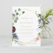 Gouden Geometrische Achter & Voorkant Formele Huwe Kaart (Staand voorkant)