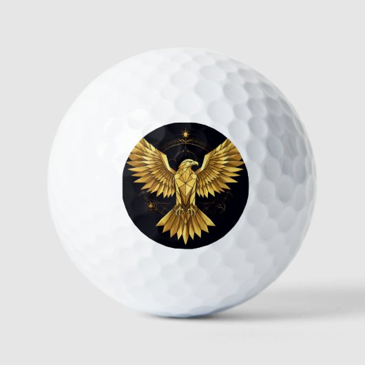 Gouden Geometrische Adelaar Golfballen (Voorkant)