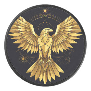 Gouden Geometrische Adelaar Hockey Puck