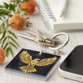 gouden geometrische adelaar sleutelhanger (Voorkant Rechts)