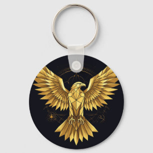 Gouden Geometrische Adelaar Sleutelhanger
