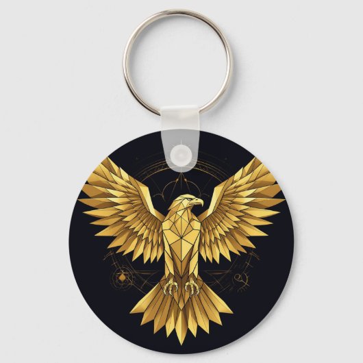 Gouden Geometrische Adelaar Sleutelhanger (Voorkant)