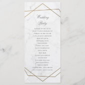 Gouden Geometrische Art Deco Marmeren Huwelijkspro Programmakaart (Achterkant)