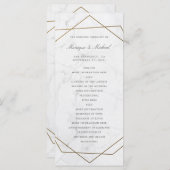 Gouden Geometrische Art Deco Marmeren Trouwprogram Programmakaart (Voorkant / Achterkant)