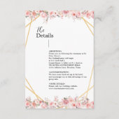 Gouden Geometrische Bloem Roze Roos Bloem Informatiekaartje (Voorkant)