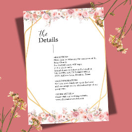 Gouden Geometrische Bloem Roze Roos Bloem Informatiekaartje