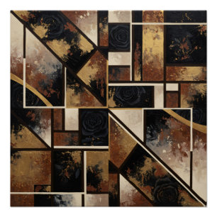 Gouden Geometrische Bloemen Perfect Poster