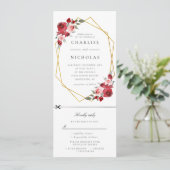 Gouden Geometrische Bloemen Uitnodiging WRSVP (Staand voorkant)