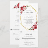 Gouden Geometrische Bloemen Uitnodiging WRSVP (Voorkant / Achterkant)