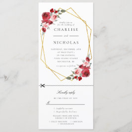 Gouden Geometrische Bloemen Uitnodiging WRSVP