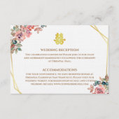 Gouden geometrische bloemenkrans Chinese bruiloft Informatiekaartje (Voorkant)