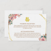 Gouden geometrische bloemenkrans Chinese bruiloft Informatiekaartje (Voorkant / Achterkant)