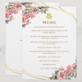 Gouden geometrische bloemenkrans Chinese bruiloft Menu (Voorkant / Achterkant)