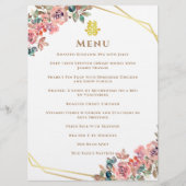 Gouden geometrische bloemenkrans Chinese bruiloft Menu (Voorkant)