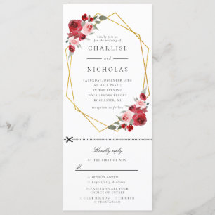 gouden geometrische bloemetjes voor bruiloft met r kaart