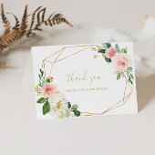 Gouden Geometrische Bloemige Bruidsdouche Bedankka Bedankkaart