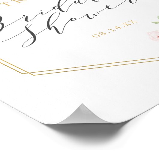 Gouden Geometrische Blush Bloemachtige Bruiloft We Poster (Hoek)