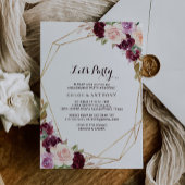 Gouden Geometrische Blush Bourgondiërood Bloem Let Kaart