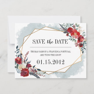 Gouden Geometrische Boho Bloemen Bruiloft Save the Date