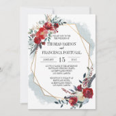 Gouden Geometrische Boho Floral bruiloft uitnodigi Kaart (Voorkant)