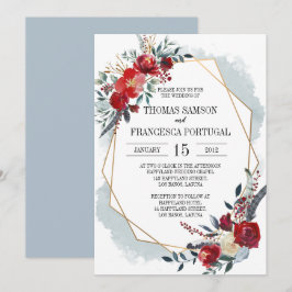 Gouden Geometrische Boho Floral bruiloft uitnodigi Kaart